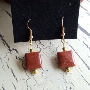 Genuine Goldstone Earrings, gold hooks...